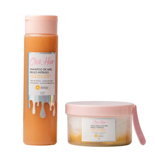 CLICK HAIR DUO SHAMPOO Y MASCARILLA DE MIEL BRILLO INTENSO 300 ML